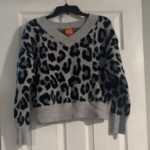 Chic Leopard Print V-Neck Sweater